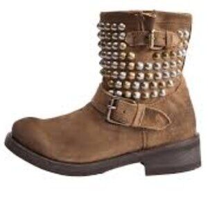 ASH studded combat moto Titan boots 38.5 brown suede Mexico
